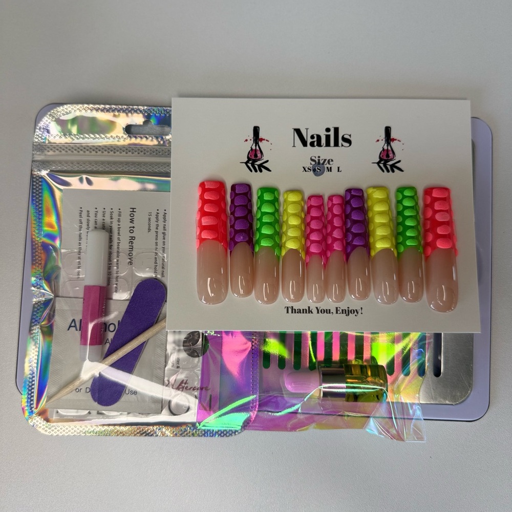 Rainbow Nails | Custom Press On Nails | High Quality Nails | Handmade